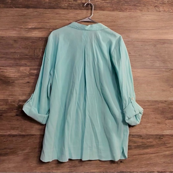Chico's Aqua Button-Down Shirt - Picture 2 of 7